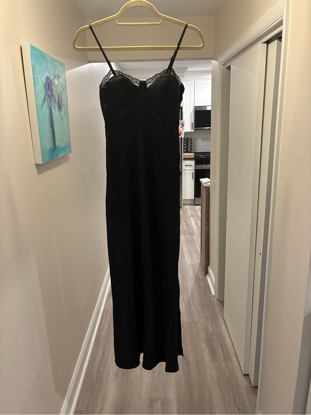 Black Lace-Trim Slip Dress